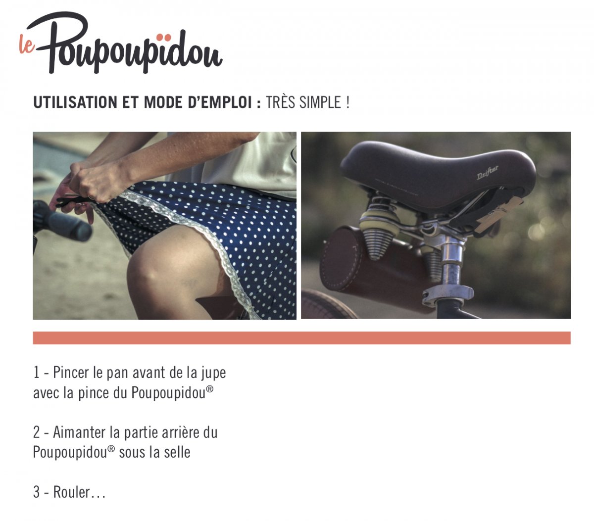 Le Poupoupidou : une pince à jupe adaptée au vélo !